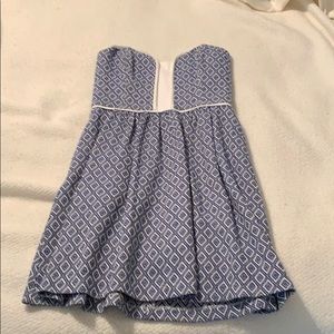 Blue and white patterned dress